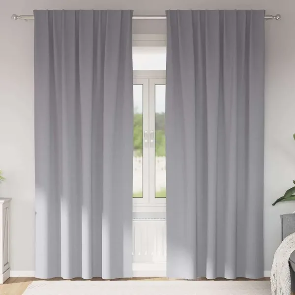 Rideaux occultants avec anneaux 2 pcs Gris clair 245 x 140 cm