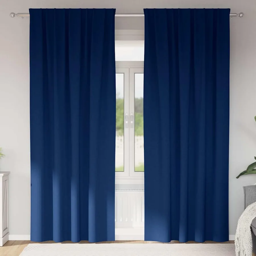 Rideaux occultants avec anneaux 2 pcs Bleu foncé 260 x 140 cm