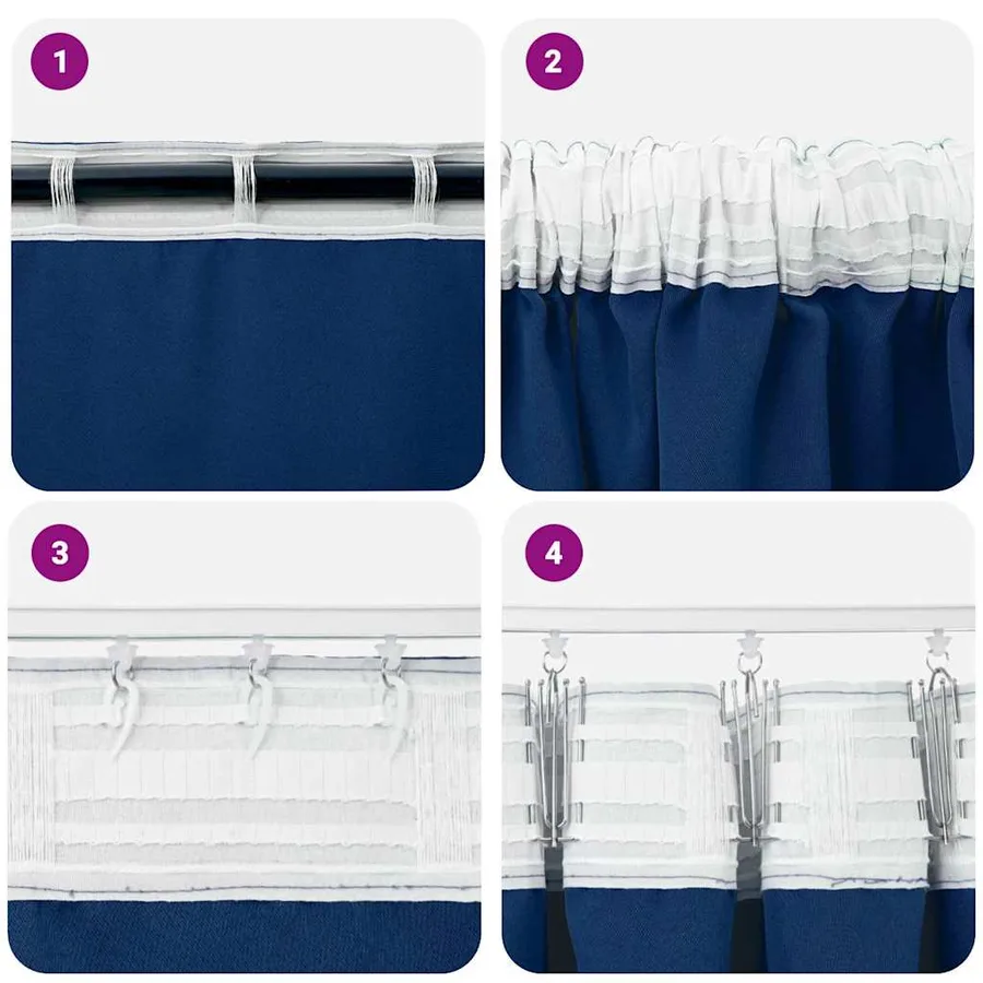 Rideaux occultants avec anneaux 2 pcs Bleu foncé 260 x 140 cm - 7