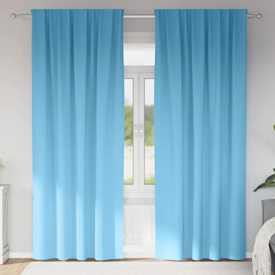Rideaux occultants avec anneaux 2 pcs Bleu clair 260 x 140 cm