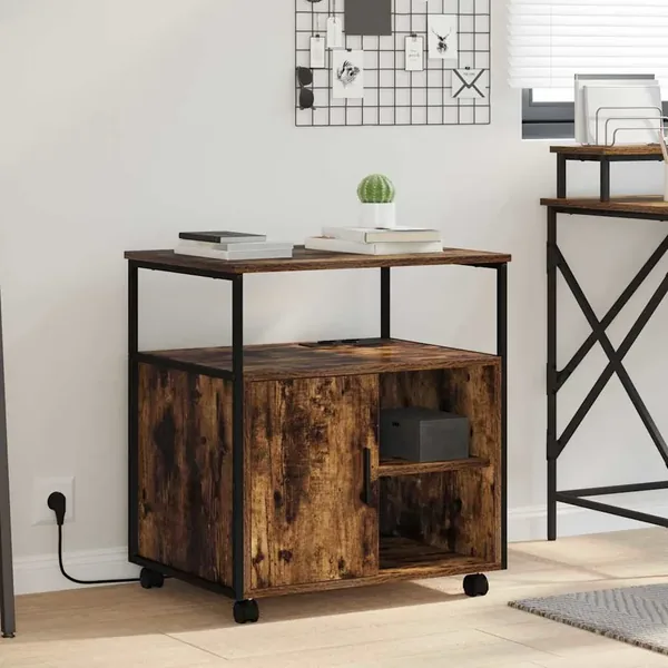 Cabinet avec Station de Charge Chêne fumé 61 x 46 x 67 cm