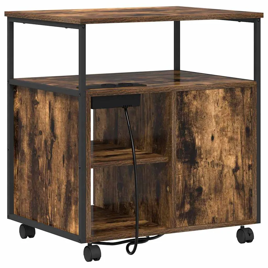 Cabinet avec Station de Charge Chêne fumé 61 x 46 x 67 cm - 9