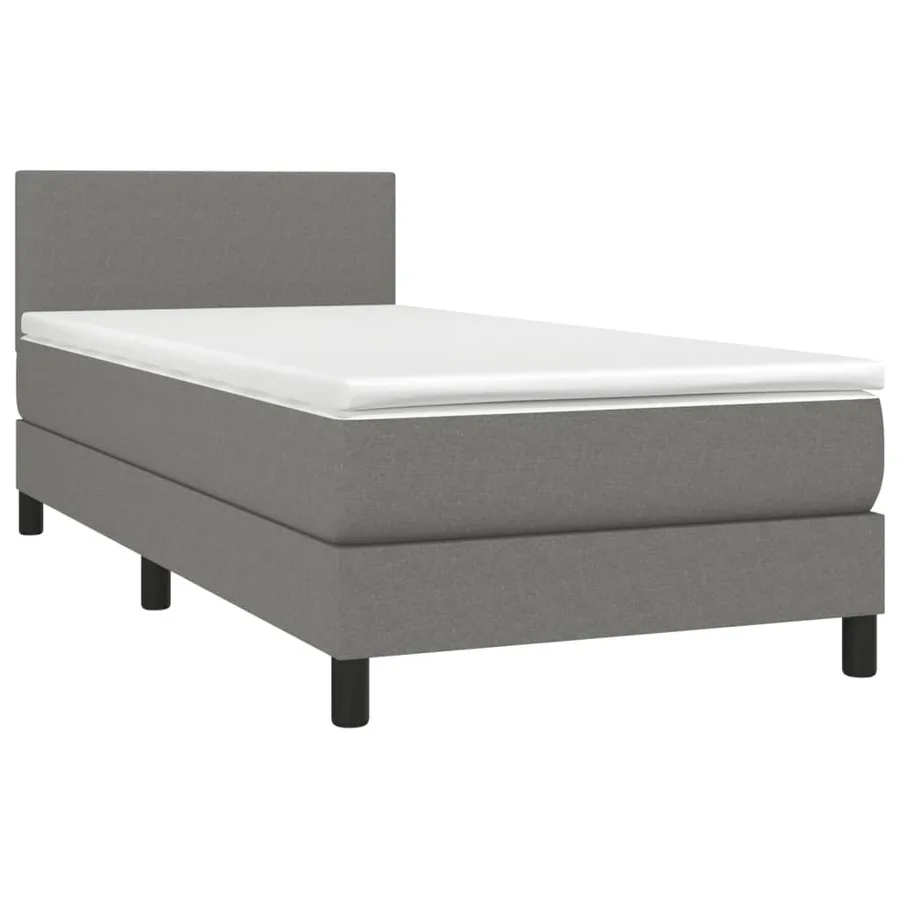 Sommier à lattes de lit avec matelas Gris foncé 100x200cm Tissu - 3