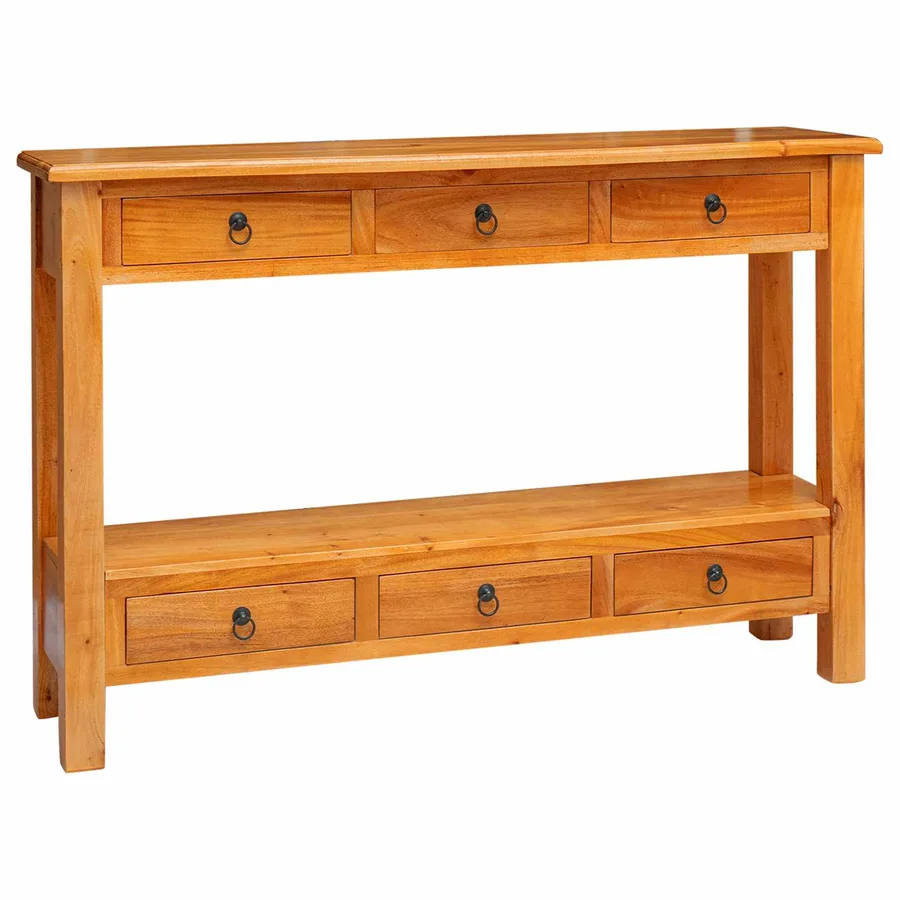 Table console Naturel 115 x 32 x 76 cm Bois de Mahogany Massif - 2