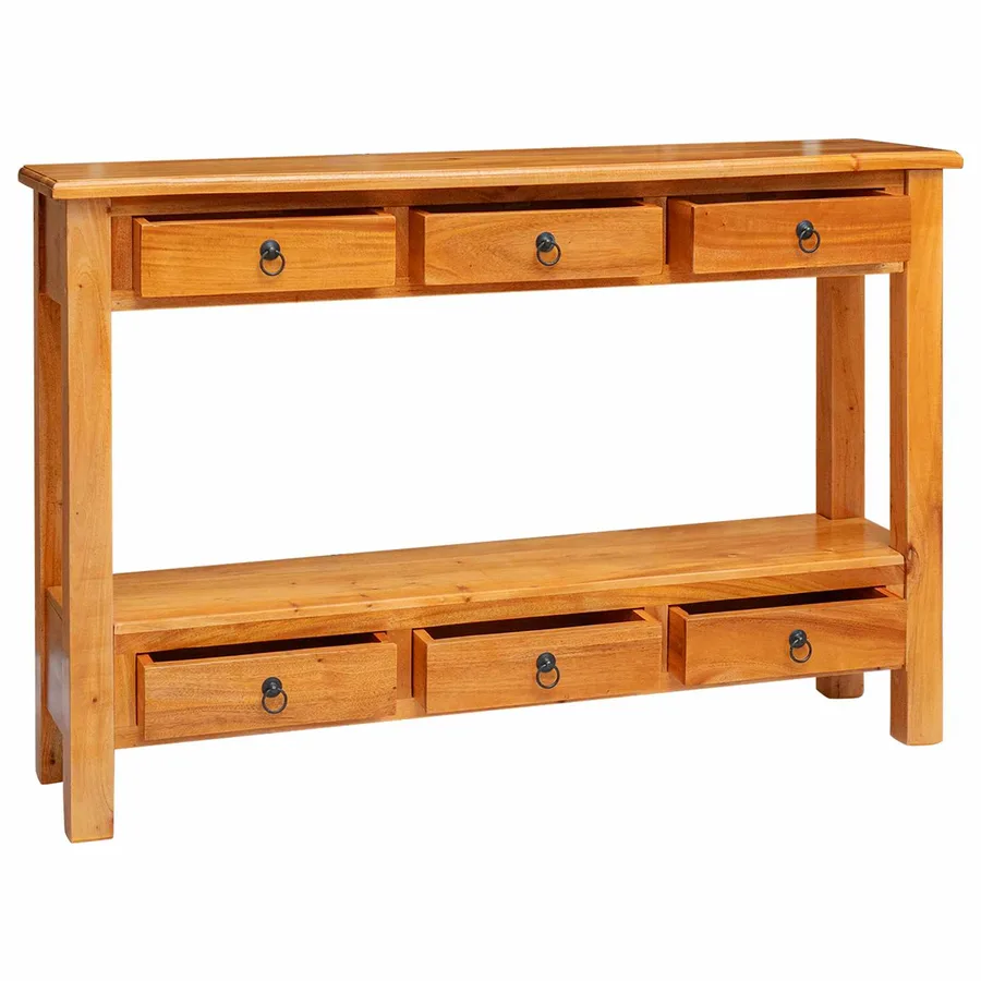 Table console Naturel 115 x 32 x 76 cm Bois de Mahogany Massif - 4