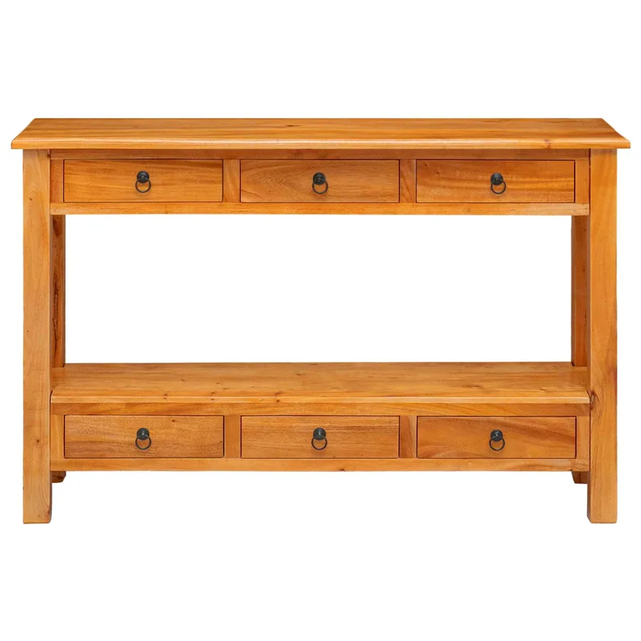Table console Naturel 115 x 32 x 76 cm Bois de Mahogany Massif - 5