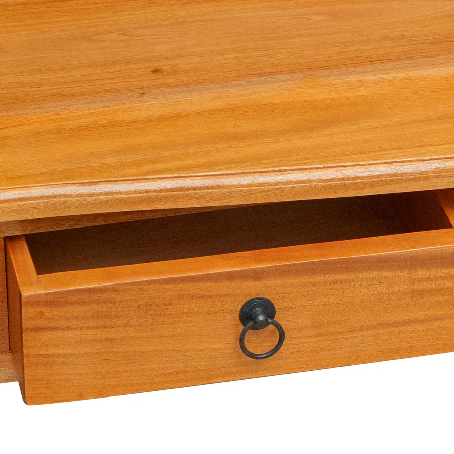 Table console Naturel 115 x 32 x 76 cm Bois de Mahogany Massif - 9