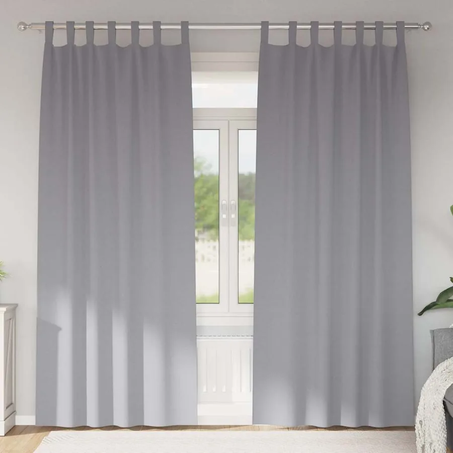 Rideaux occultants avec anneaux 2 pcs Gris clair 245 x 140 cm