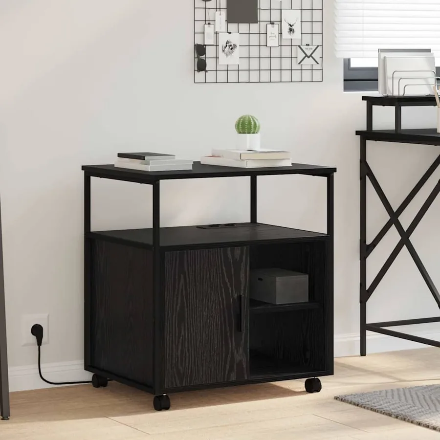 Cabinet avec Station de Charge Chêne noir 61 x 46 x 67 cm
