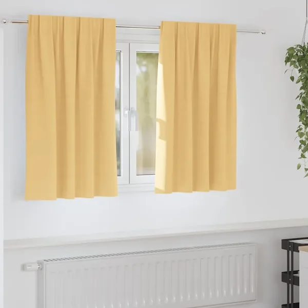 Rideaux occultants avec anneaux 2 pcs Beige 140 x 140 cm