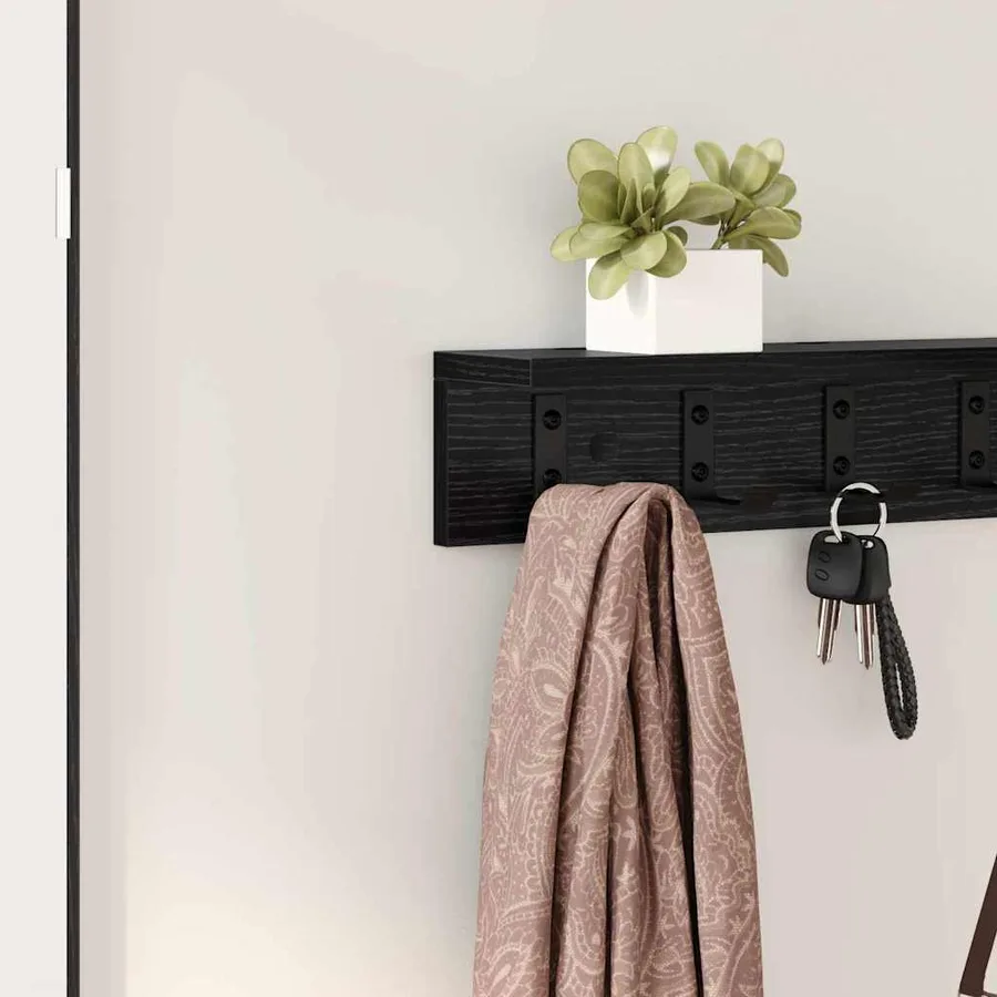Porte-manteau mural Chêne noir 80 x 10,5 x 10,5 cm - 4