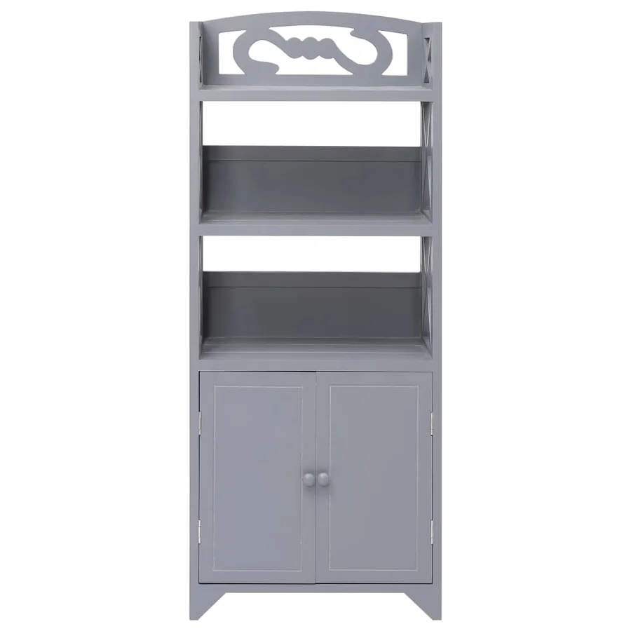 Armoire de salle de bain Gris 46x24x116 cm Bois de Paulownia - 2