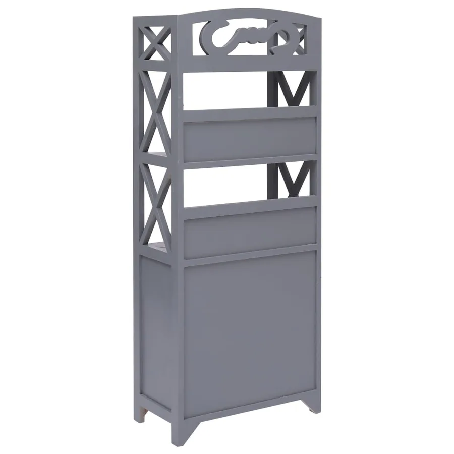 Armoire de salle de bain Gris 46x24x116 cm Bois de Paulownia - 4