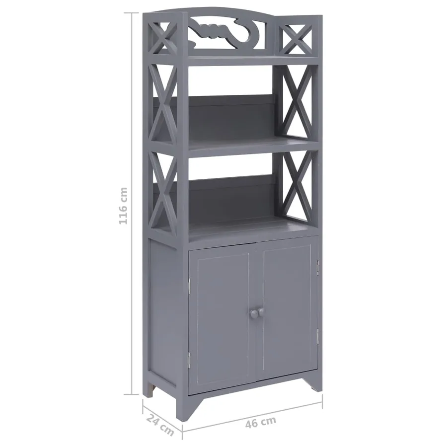 Armoire de salle de bain Gris 46x24x116 cm Bois de Paulownia - 8