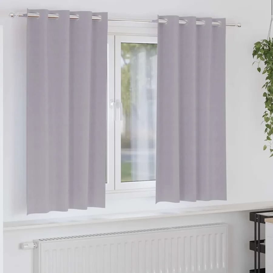 Rideaux occultants avec anneaux 2 pcs Gris métal 175 x 140 cm