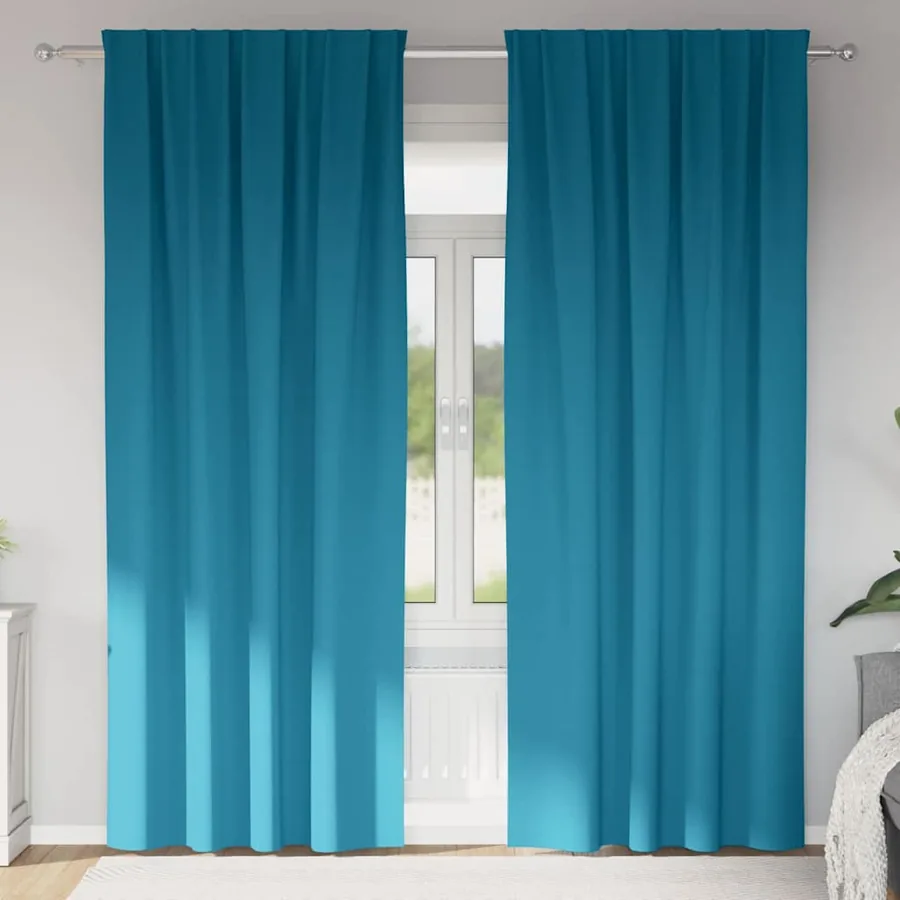 Rideaux occultants avec anneaux 2 pcs Turquoise 260 x 140 cm