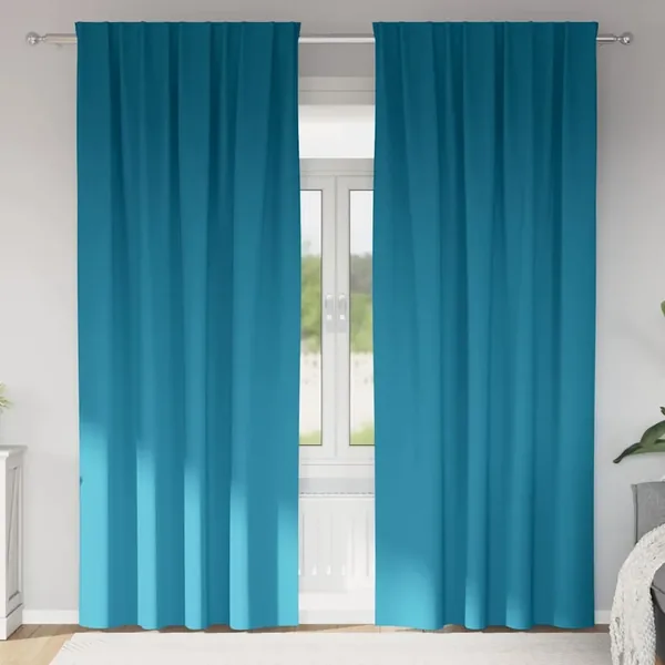 Rideaux occultants avec anneaux 2 pcs Turquoise 260 x 140 cm