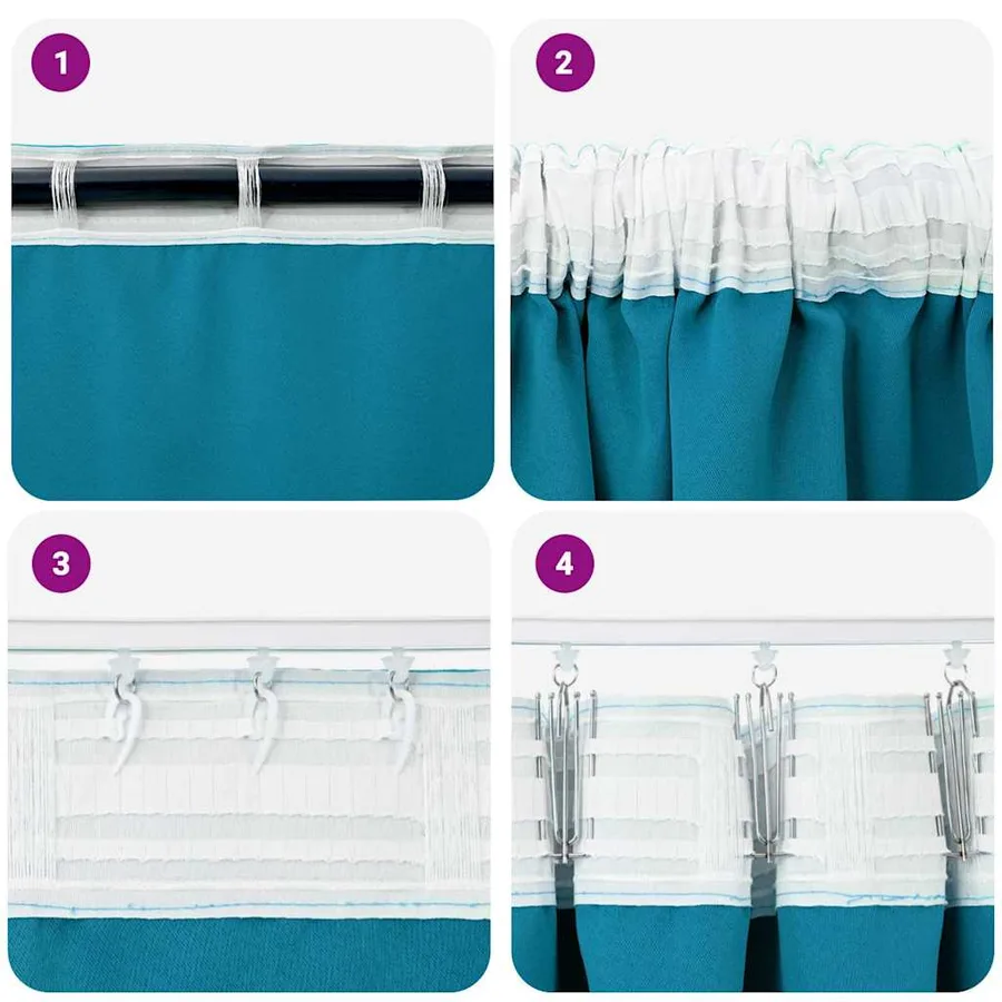 Rideaux occultants avec anneaux 2 pcs Turquoise 260 x 140 cm - 7
