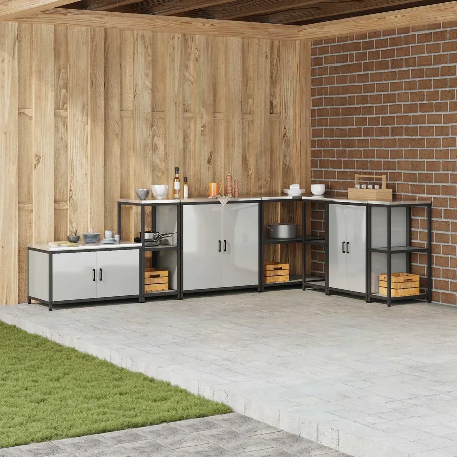 Rangement de cuisine HATTEM Argenté 40 x 50 x 92 cm Acier