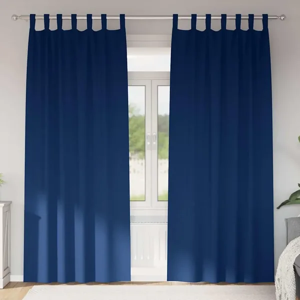 Rideaux occultants avec anneaux 2 pcs Bleu foncé 260 x 140 cm
