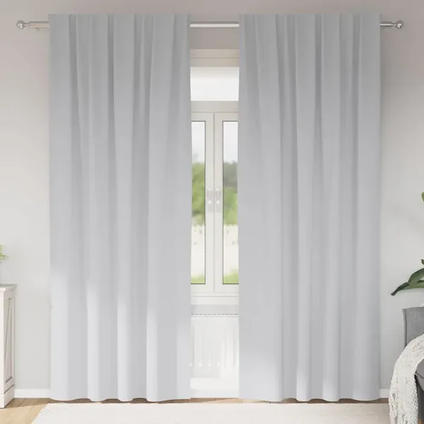 Rideaux occultants avec anneaux 2 pcs Gris pâle 245 x 140 cm