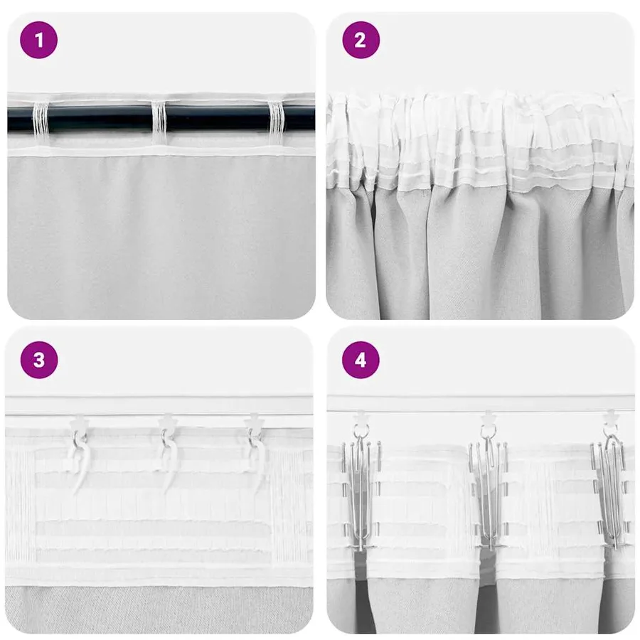 Rideaux occultants avec anneaux 2 pcs Gris pâle 245 x 140 cm - 7