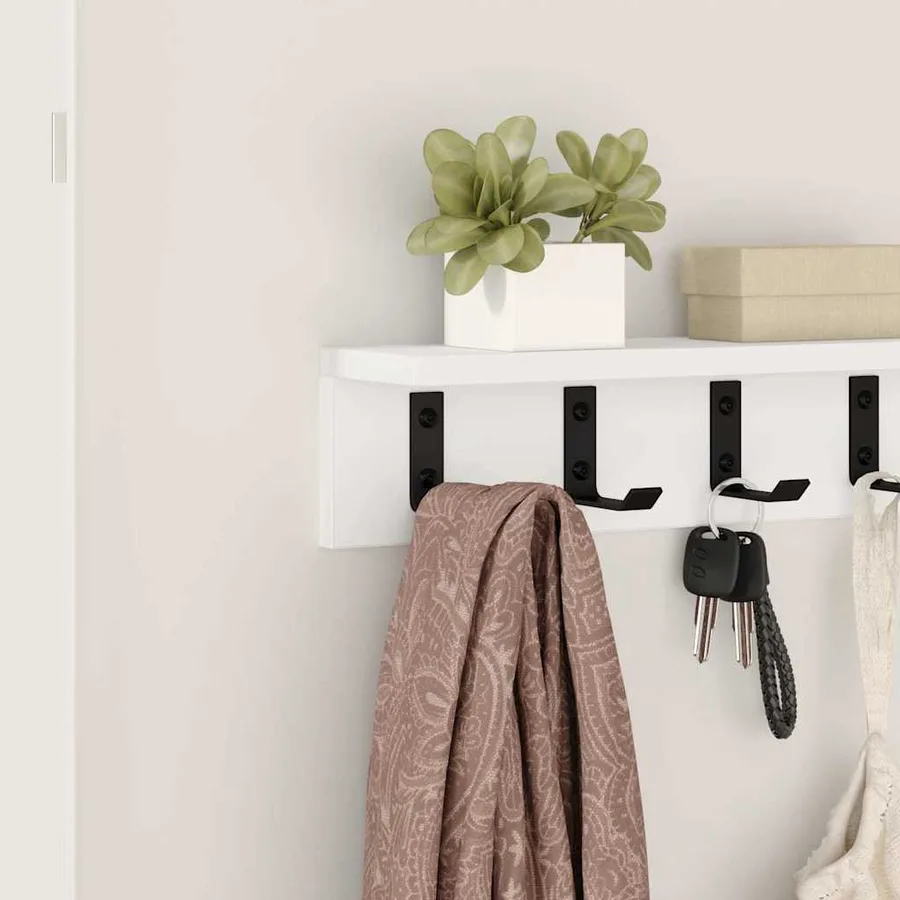 Porte-manteau mural Blanc 40 x 10,5 x 10,5 cm Bois d'ingénierie - 4