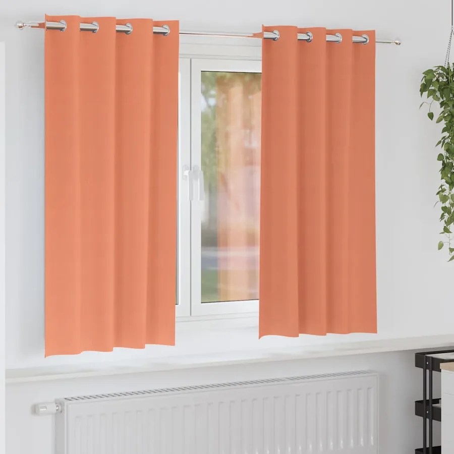 Rideaux occultants avec anneaux 2 pcs Couleur terre cuite