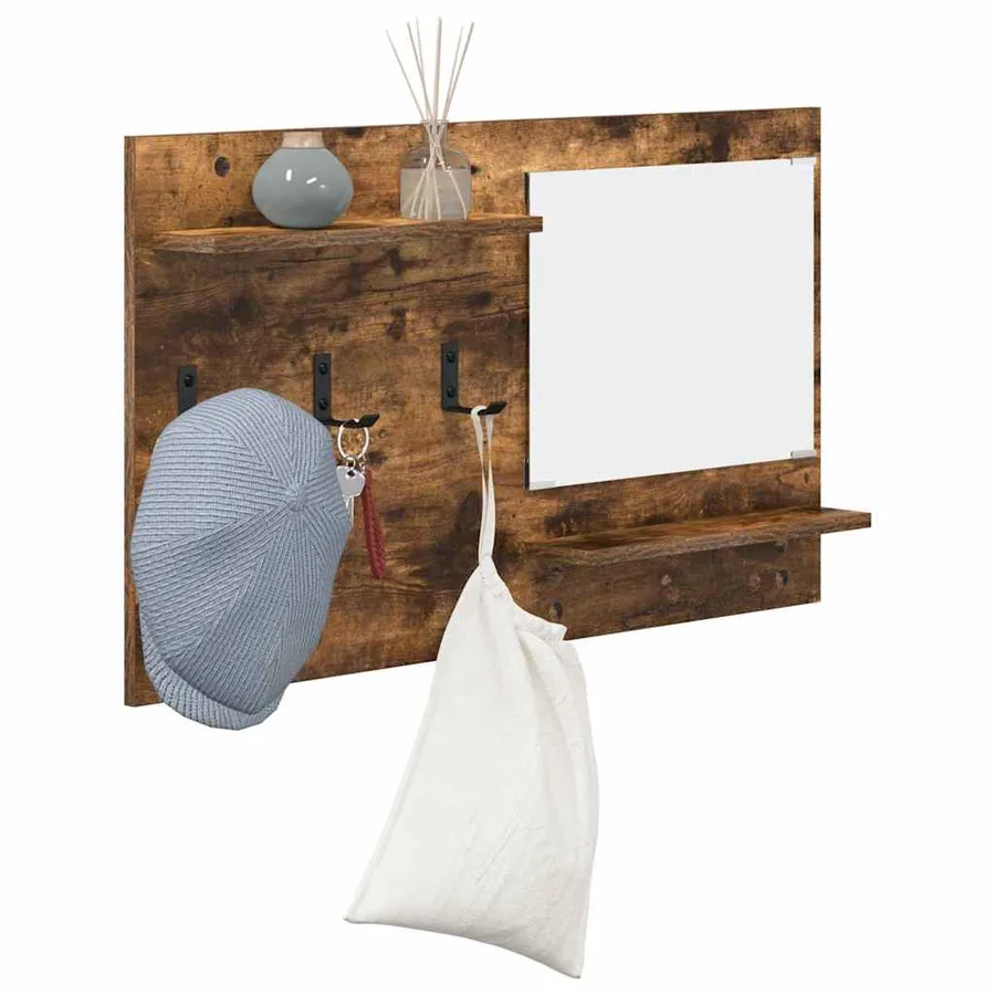 Porte-manteau mural avec étagère Chêne fumé 90 x 10 x 50 cm - 3