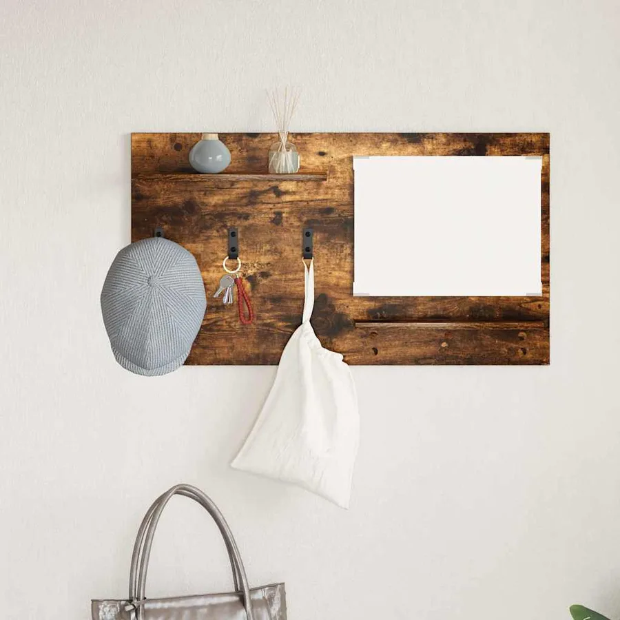 Porte-manteau mural avec étagère Chêne fumé 90 x 10 x 50 cm - 4