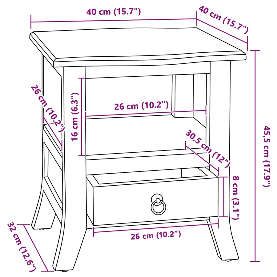 Cabinet de chevet avec tiroir Marron 40 x 40 x 45,5 cm - 12