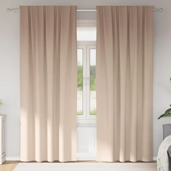 Rideaux occultants avec anneaux 2 pcs Taupe 225 x 140 cm