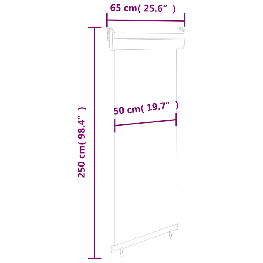 Auvent latéral de balcon 65x250 cm Marron - 10