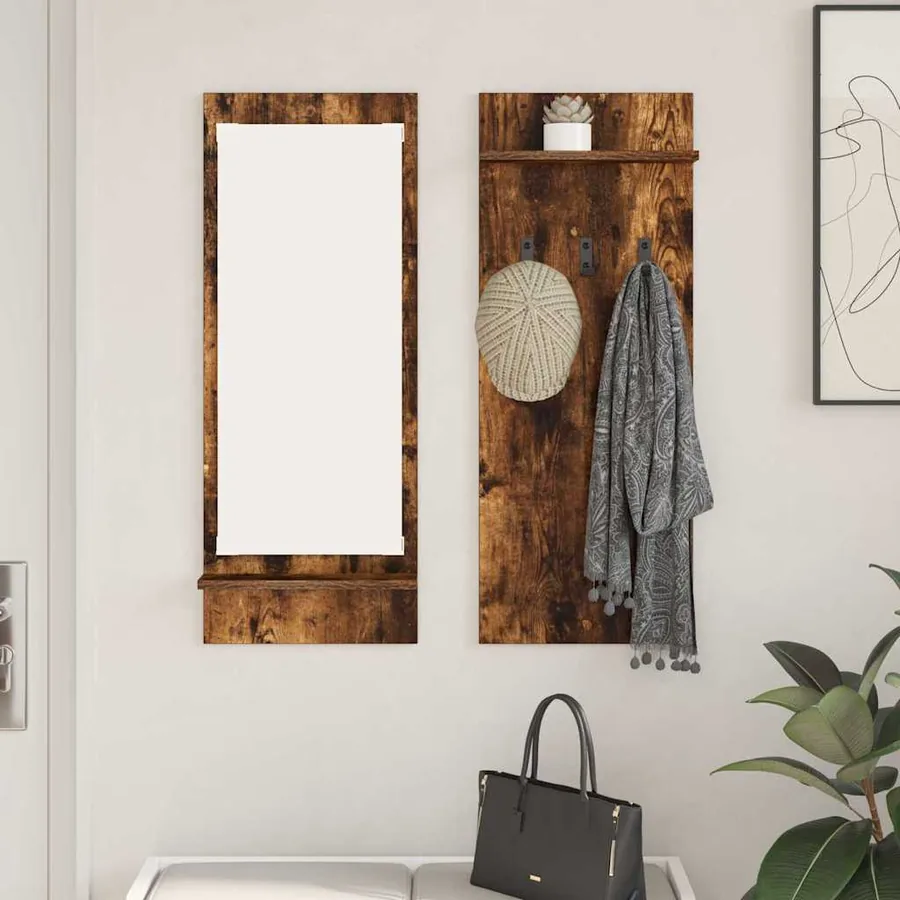 Porte-manteau mural avec étagère Chêne fumé 70 x 10 x 90 cm