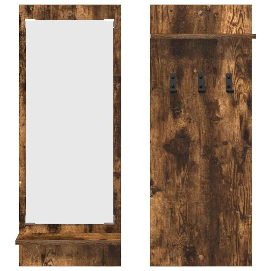 Porte-manteau mural avec étagère Chêne fumé 70 x 10 x 90 cm - 5