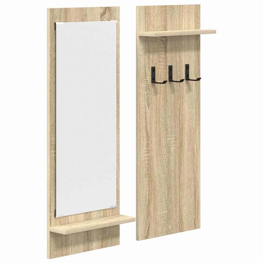 Porte-manteau mural avec étagère Chêne Sonoma 70 x 10 x 90 cm - 2