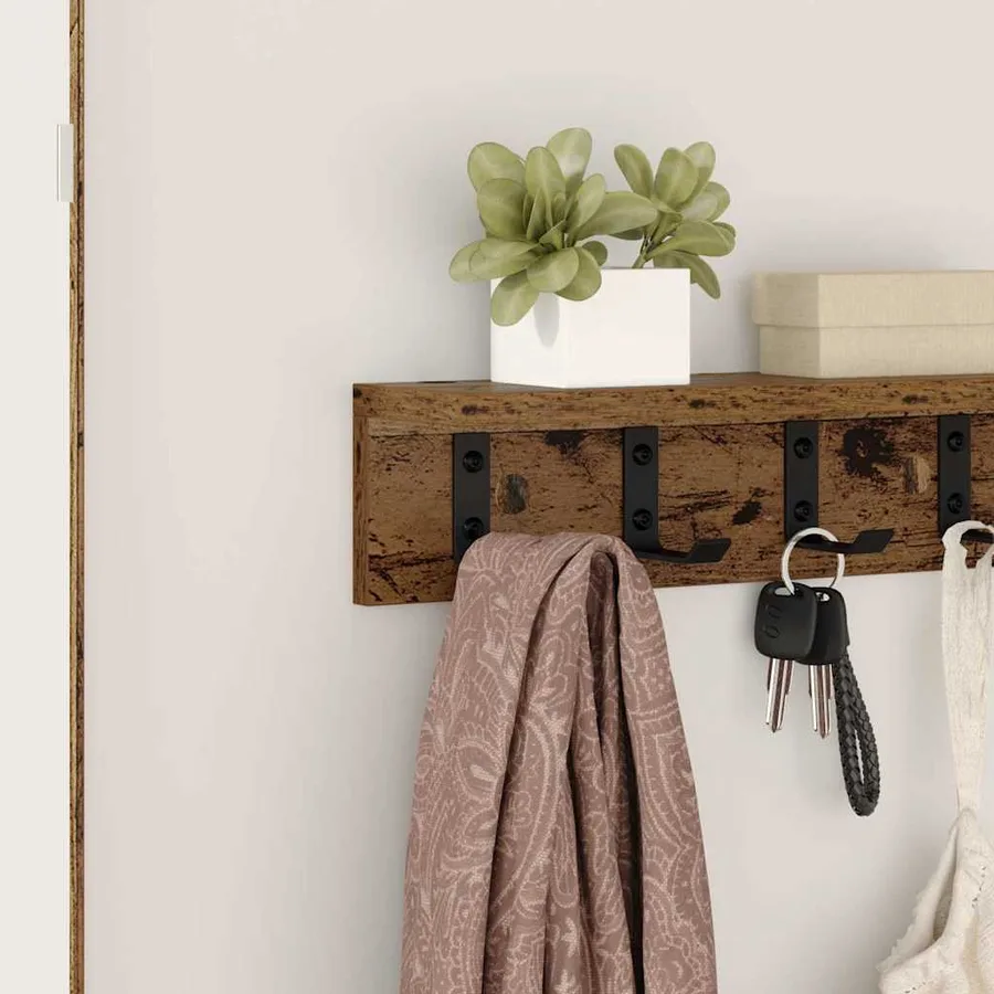 Porte-manteau mural Bois ancien 40 x 10,5 x 10,5 cm - 4