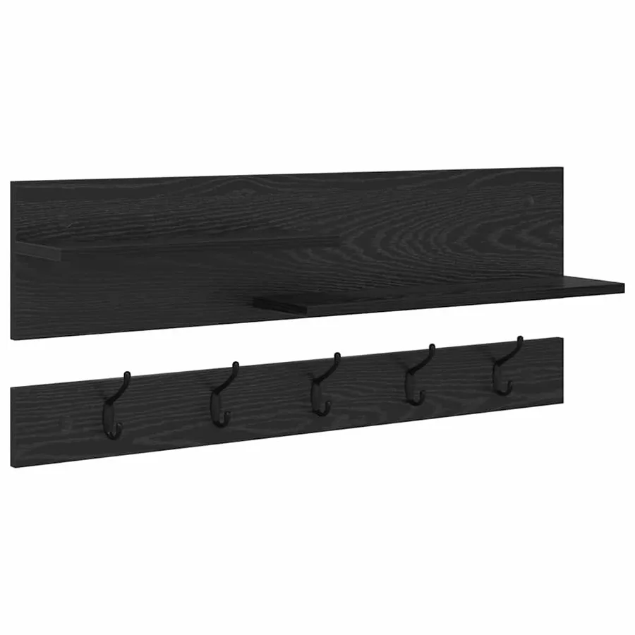 Porte-manteau mural avec étagère Chêne noir 90 x 15 x 36 cm - 2