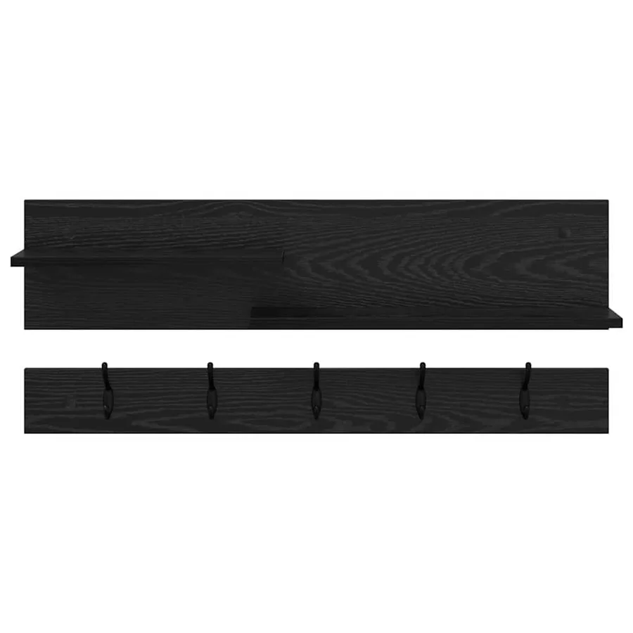 Porte-manteau mural avec étagère Chêne noir 90 x 15 x 36 cm - 5
