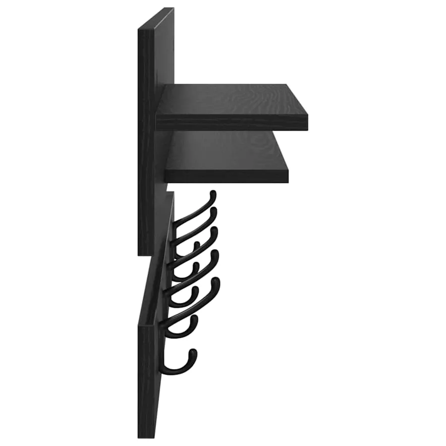 Porte-manteau mural avec étagère Chêne noir 90 x 15 x 36 cm - 6