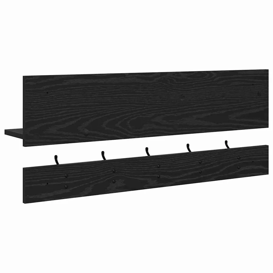 Porte-manteau mural avec étagère Chêne noir 90 x 15 x 36 cm - 7