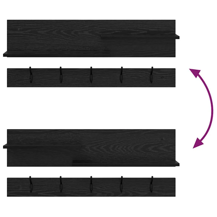 Porte-manteau mural avec étagère Chêne noir 90 x 15 x 36 cm - 9