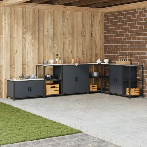 Rangement de cuisine HATTEM Anthracite 90 x 50 x 92 cm Acier