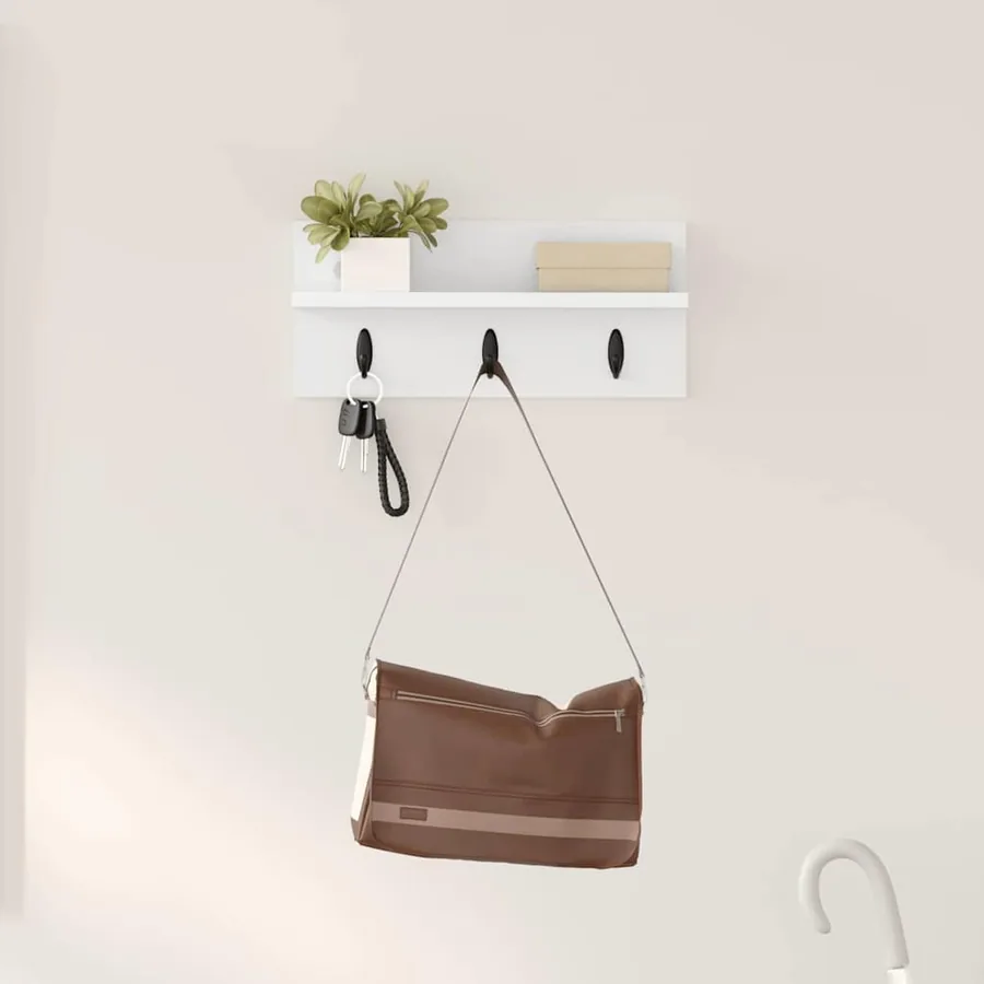 Porte-manteau mural Blanc 40 x 10,5 x 18 cm Bois d'ingénierie