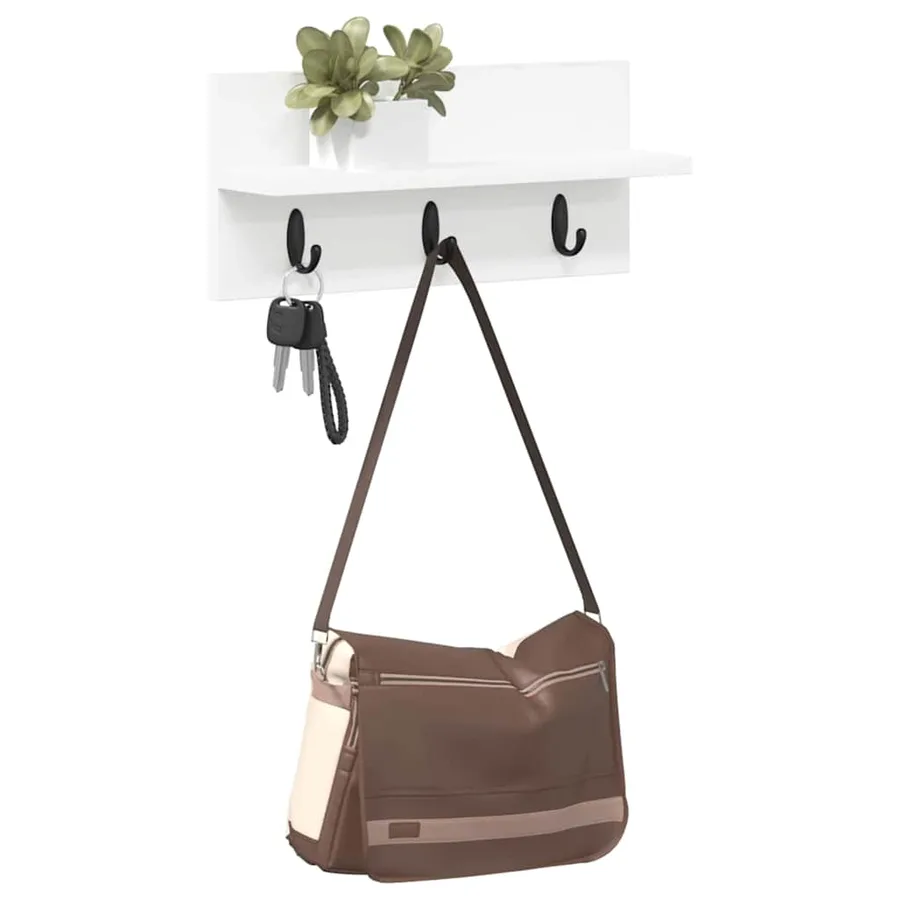 Porte-manteau mural Blanc 40 x 10,5 x 18 cm Bois d'ingénierie - 3