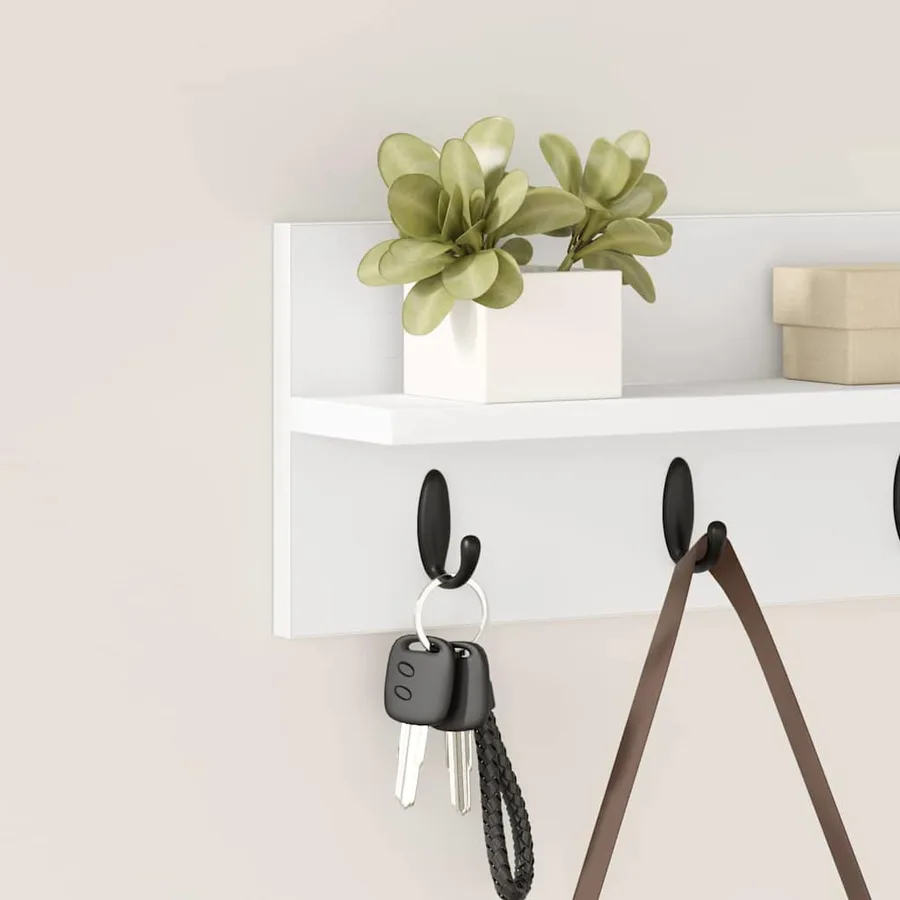 Porte-manteau mural Blanc 40 x 10,5 x 18 cm Bois d'ingénierie - 4