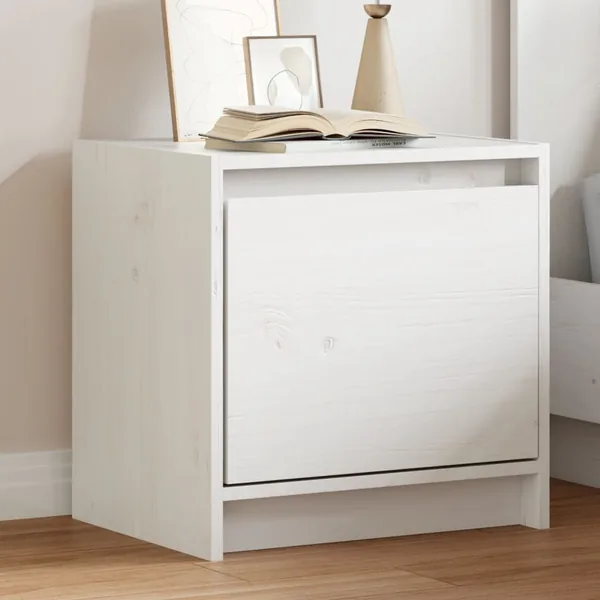 Table de chevet Blanc 40x30,5x40 cm Bois de pin massif