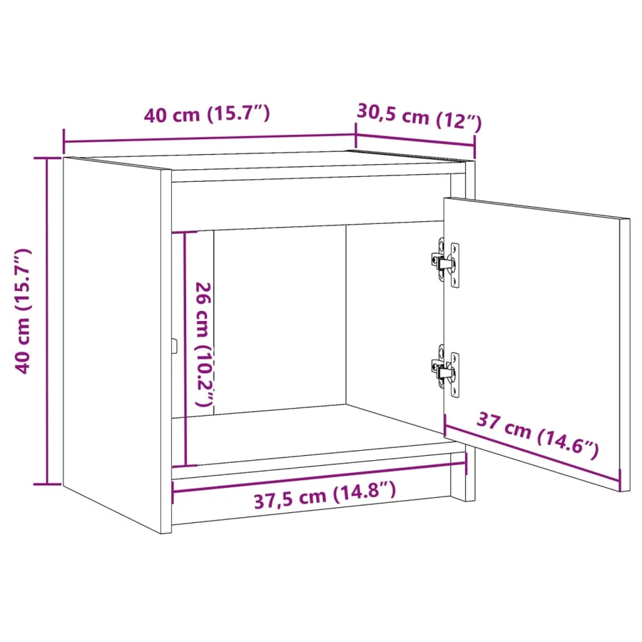 Table de chevet Blanc 40x30,5x40 cm Bois de pin massif - 11