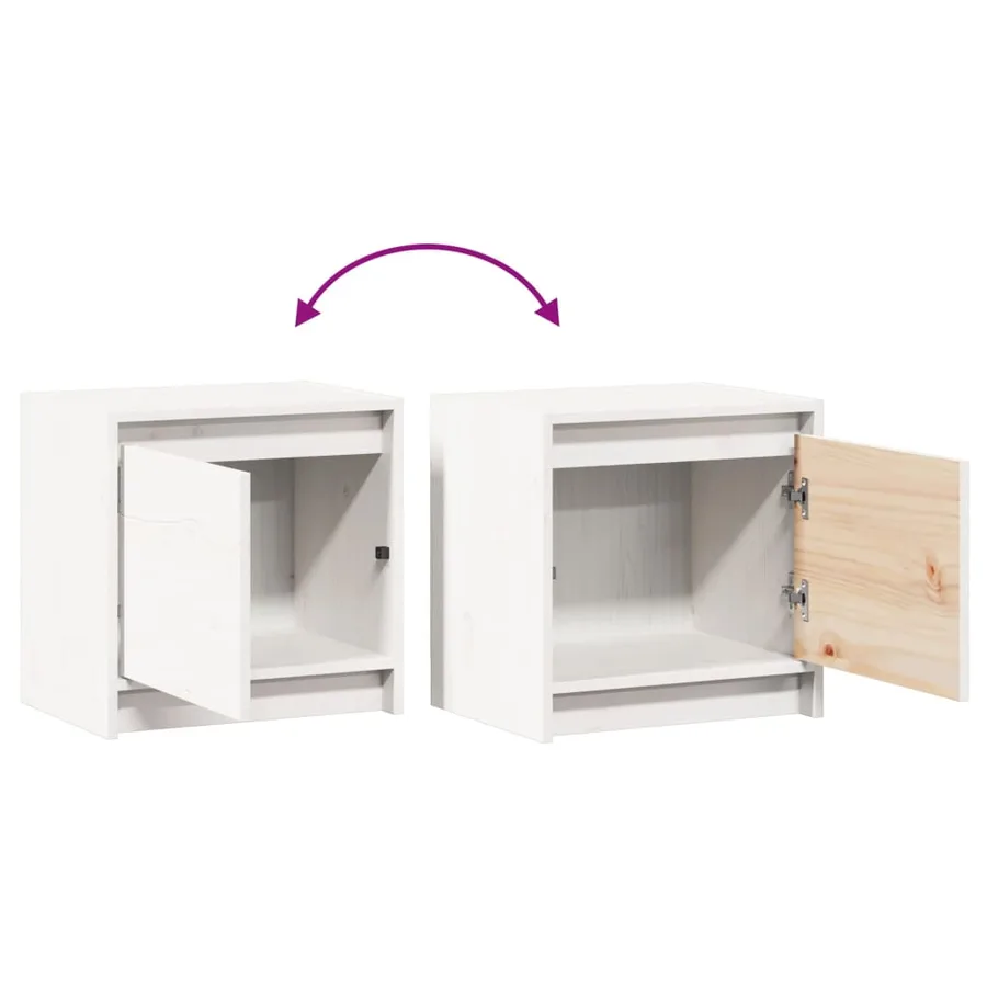 Table de chevet Blanc 40x30,5x40 cm Bois de pin massif - 8