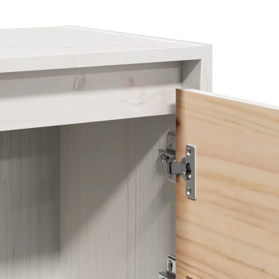 Table de chevet Blanc 40x30,5x40 cm Bois de pin massif - 9